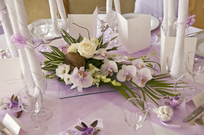 Decoration florale pour table de mariage